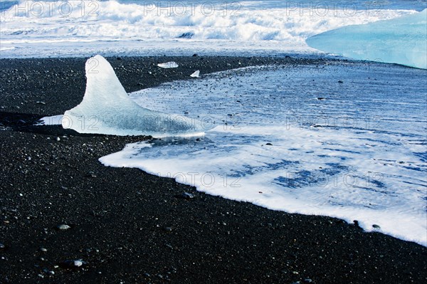 Glacier melting on arctic beach