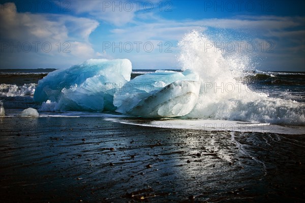 Glaciers melting on arctic beach