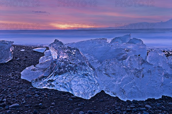 Glaciers melting on arctic beach