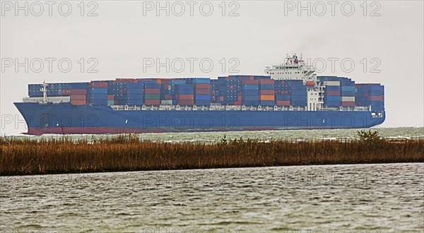 Cargo container ship on ocean