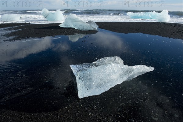 Glaciers melting on arctic beach