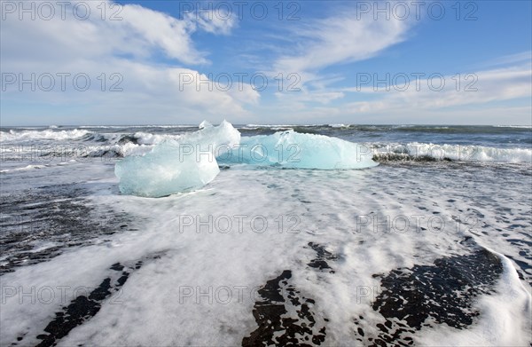 Glaciers melting on arctic beach