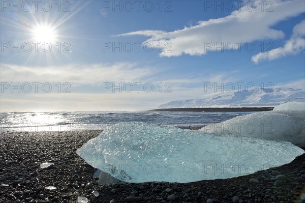 Glaciers melting on arctic beach