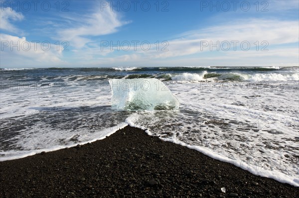 Glaciers melting on arctic beach