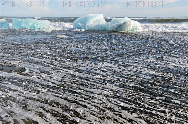 Glaciers melting on arctic beach