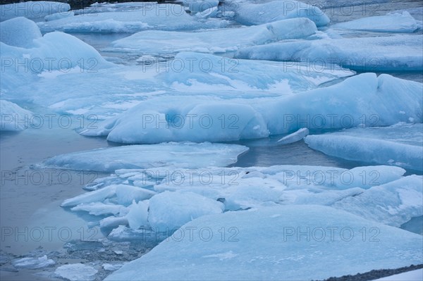 Glaciers floating in arctic water