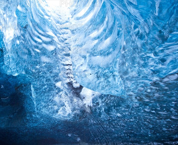 Light shining into ice cave