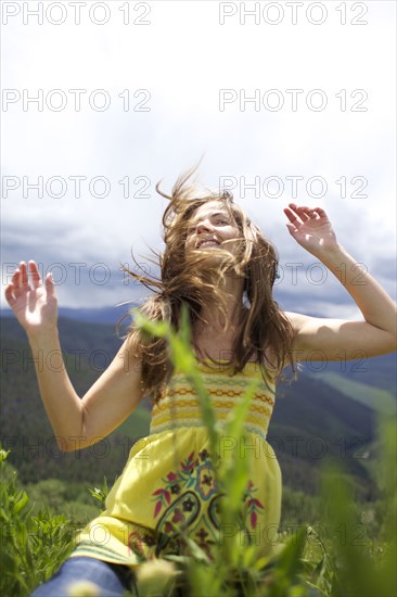 Woman dancing outdoors