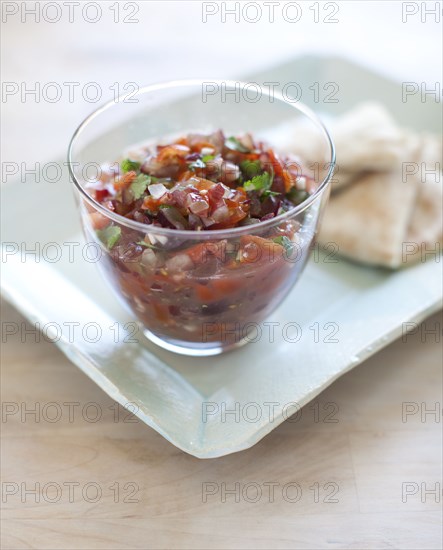Close up of salsa and bread