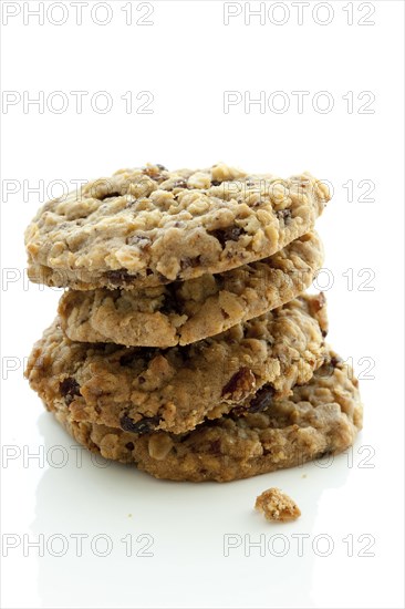 Close up of stack of oatmeal cookies