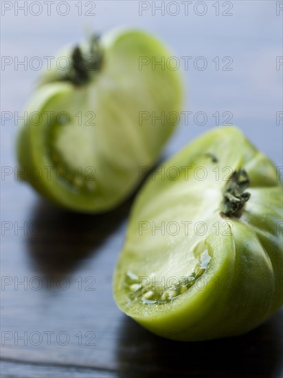 Sliced green tomato