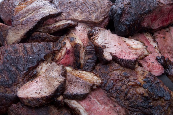 Close up of cooked beef slices