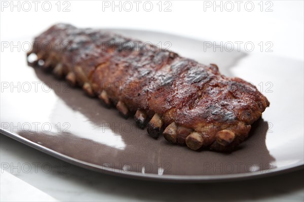 Pork ribs on platter