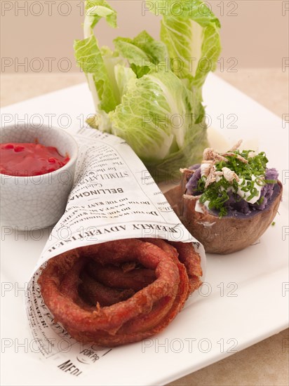 Close up of gourmet vegetables on tray