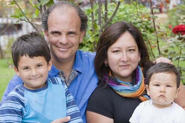 Chilean family posing outdoors