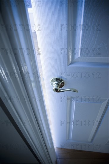 Close up of handle on open door