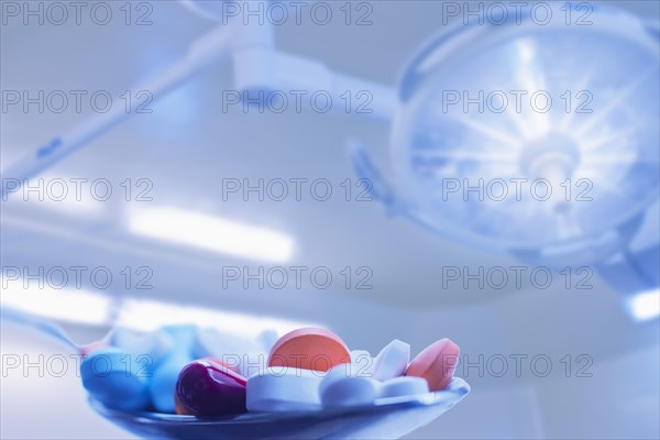 Close up of pharmaceutical pills in spoon