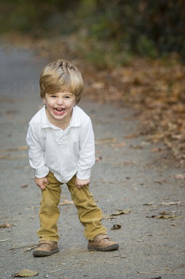 Boy shouting on path