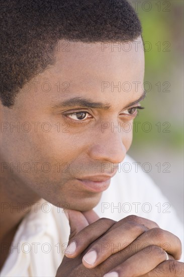 African man looking pensive