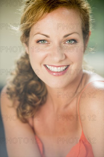 Caucasian woman smiling outdoors