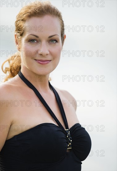 Caucasian woman wearing swimsuit outdoors