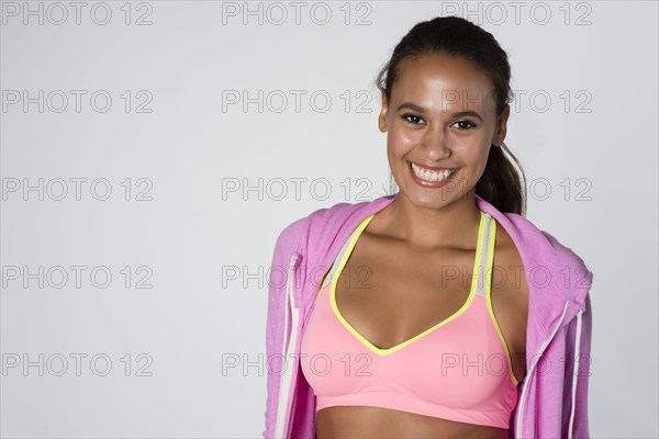 Mixed race woman wearing sportswear