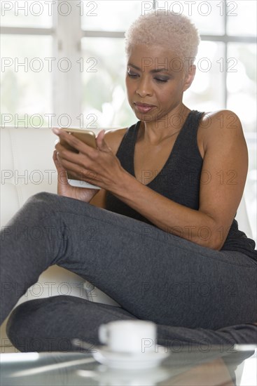 African American woman using cell phone