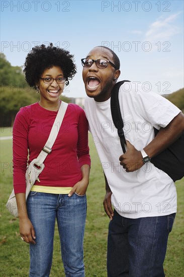 Playful couple in park