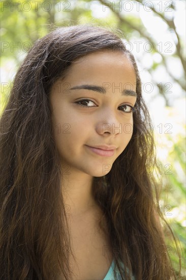 Mixed race girl smiling