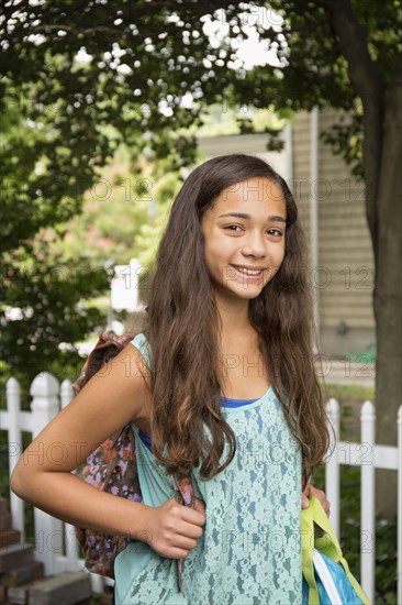 Mixed race girl smiling