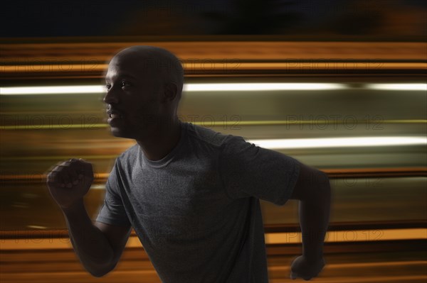 Blurred view of Black man running