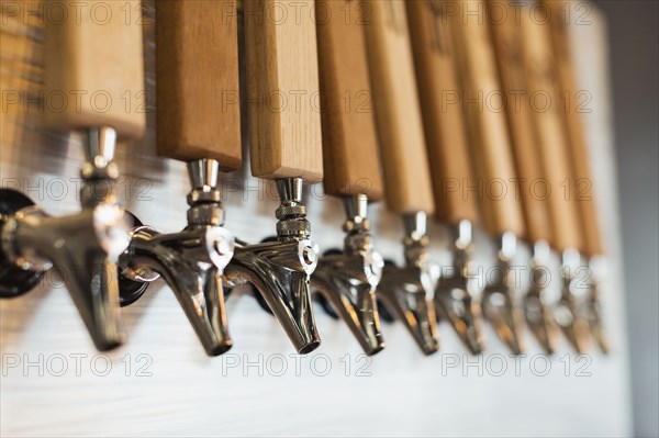 Close up of beer taps