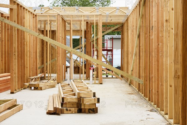 Wooden frame on construction site