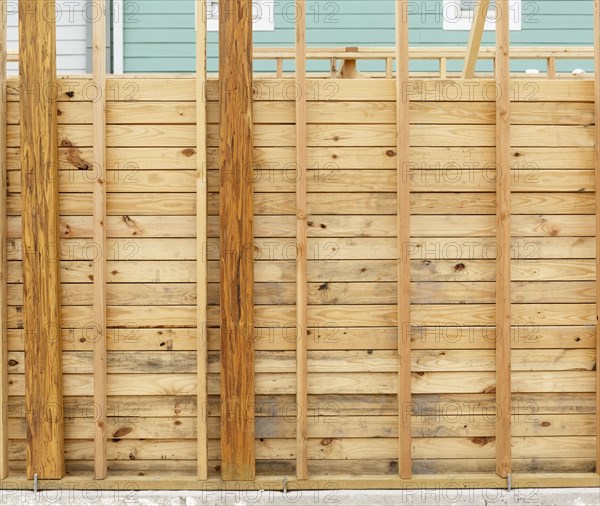 Wooden wall at construction site