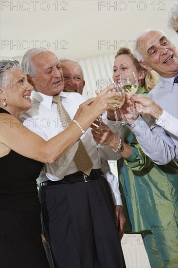 Senior couples toasting at party