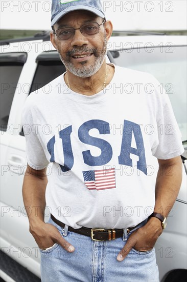 African man with USA t-shirt