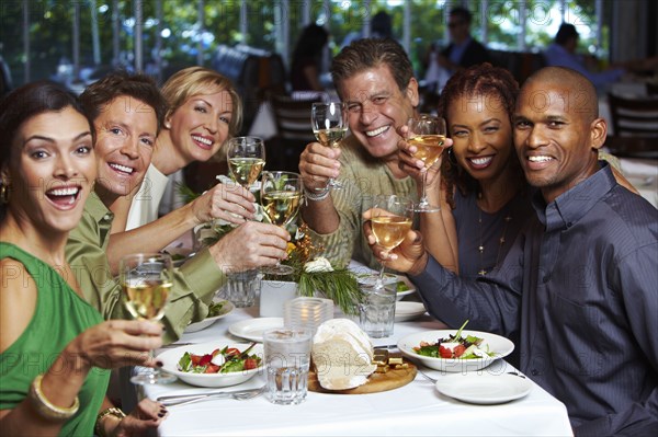 Friends having dinner in restaurant