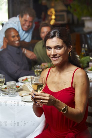 Friends having dinner in restaurant