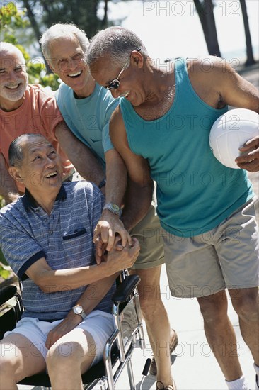 Senior men relaxing outdoors