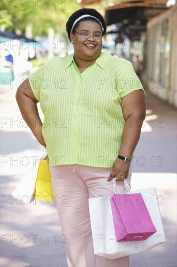 Woman shopping on city street