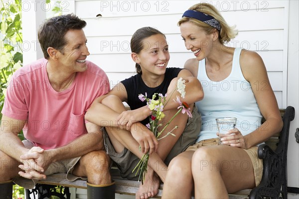 Family relaxing together outdoors