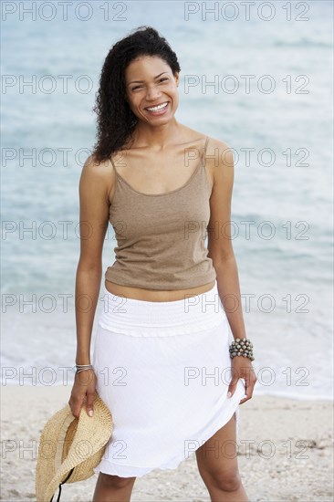 Woman smiling on beach