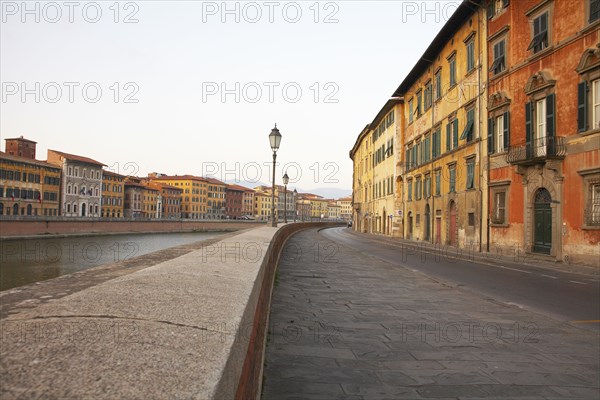 Walkway on urban riverfront