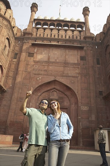 Couple admiring Red Fort
