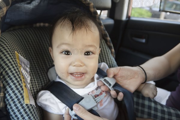 Chinese baby in car seat