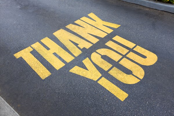 'Thank you' painted on concrete