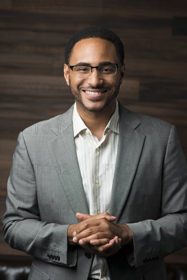 Black businessman smiling