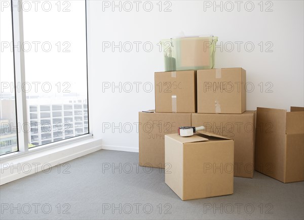 Cardboard boxes in new home