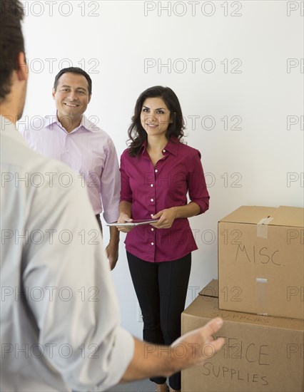 Business people talking in new office