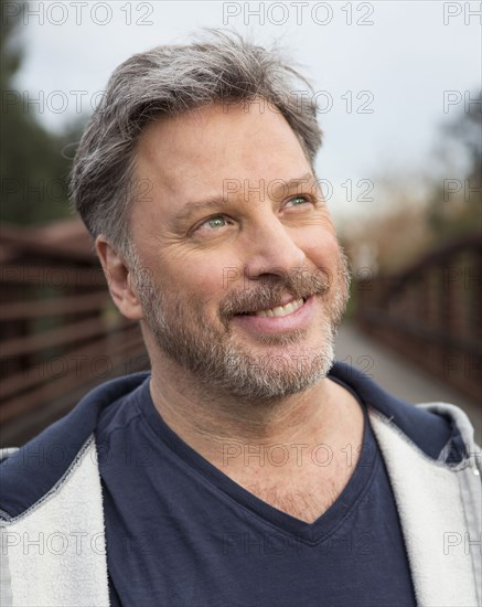 Close up of smiling face of Caucasian man